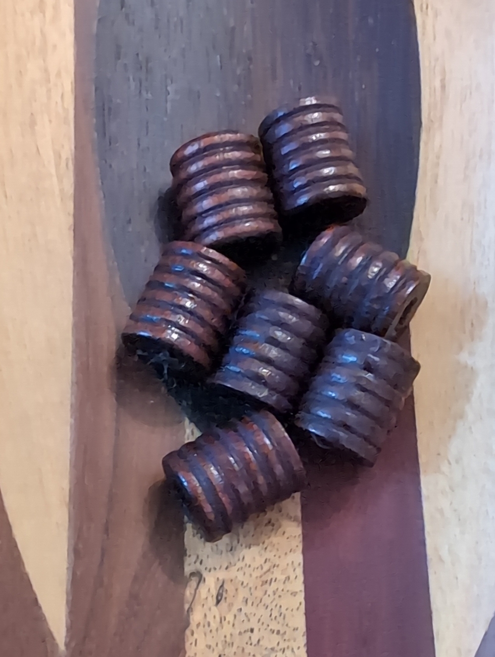 1970s Dark Walnut Beehive Finally Ribbed Beads